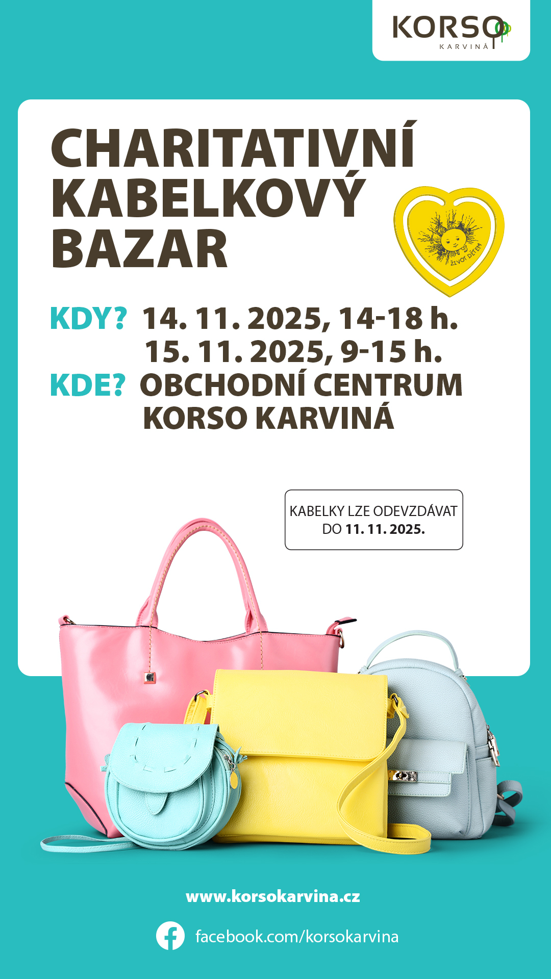 Charitativní kabelkový bazar v OC Korso Karviná